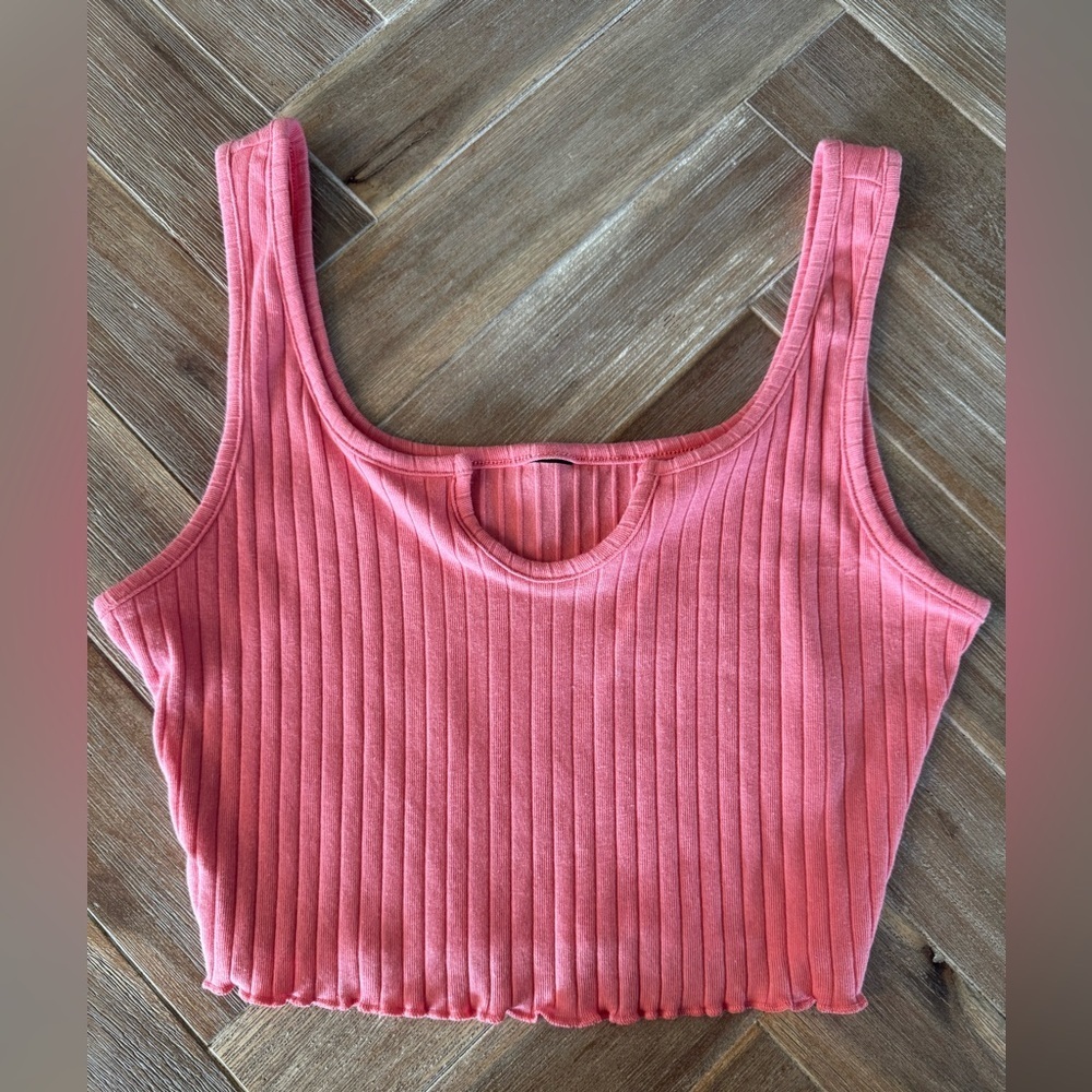 Pink Ribbed Women's Crop Top